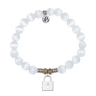 White Cats Eye Gemstone Bracelet with Unbreakable Friendship Sterling Silver Charm