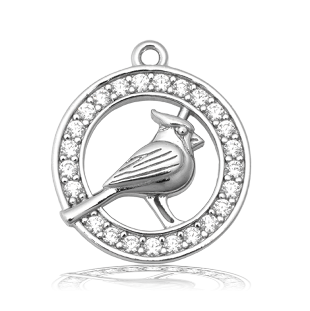 White Cats Eye Gemstone Bracelet with White Cardinal CZ Sterling Silver Charm