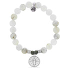 White Chalcedony Gemstone Bracelet with Be the Light Sterling Silver Charm