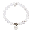 White Chalcedony Gemstone Bracelet with Endless Love Godmother Sterling Silver Charm