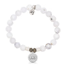 White Chalcedony Gemstone Bracelet with I Love You Sterling Silver Charm