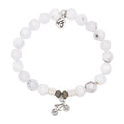 White Chalcedony Gemstone Bracelet with Just Cruise Sterling Silver Charm