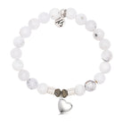 White Chalcedony Gemstone Bracelet with Love the Life You Live Sterling Silver Charm