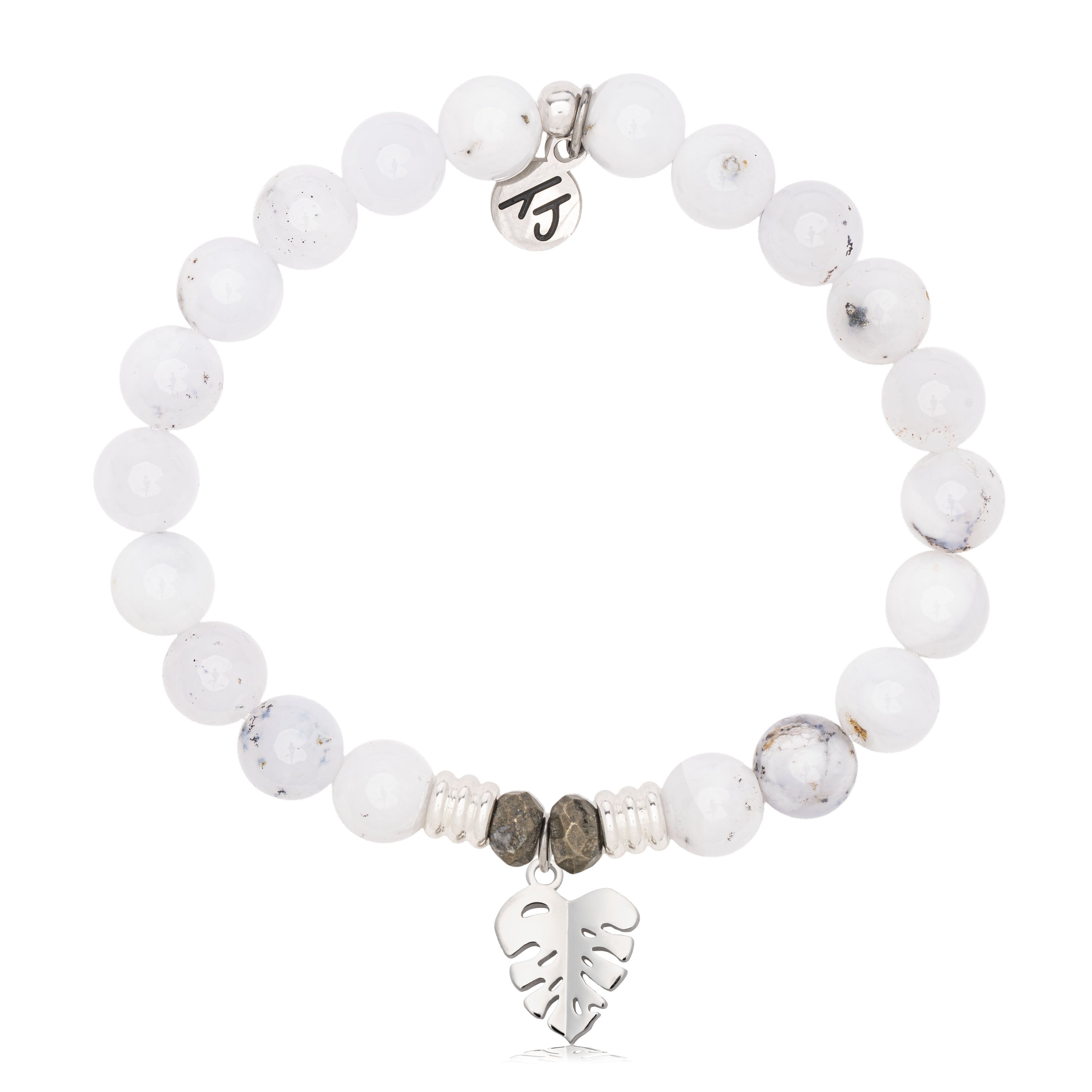 White Chalcedony Gemstone Bracelet with Paradise Sterling Silver Charm