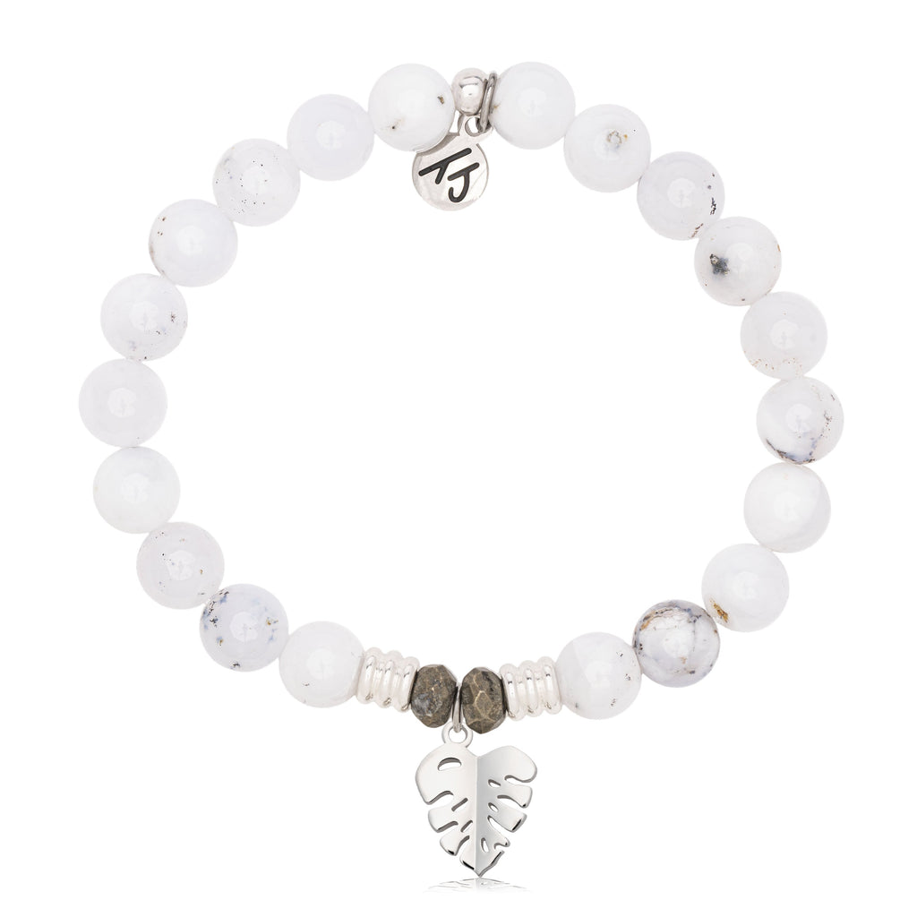 White Chalcedony Gemstone Bracelet with Paradise Sterling Silver Charm