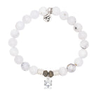 White Chalcedony Gemstone Bracelet with Shine Like A Diamond Sterling Silver Charm