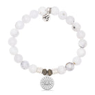 White Chalcedony Gemstone Bracelet with Today Tomorrow Forever Sterling Silver Charm