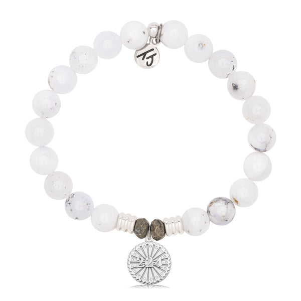 White Chalcedony Gemstone Bracelet with Today Tomorrow Forever – T