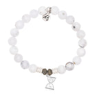 White Chalcedony Gemstone Bracelet with Trust in Time Sterling Silver Charm