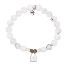 White Chalcedony Gemstone Bracelet with Unbreakable Friendship Sterling Silver Charm