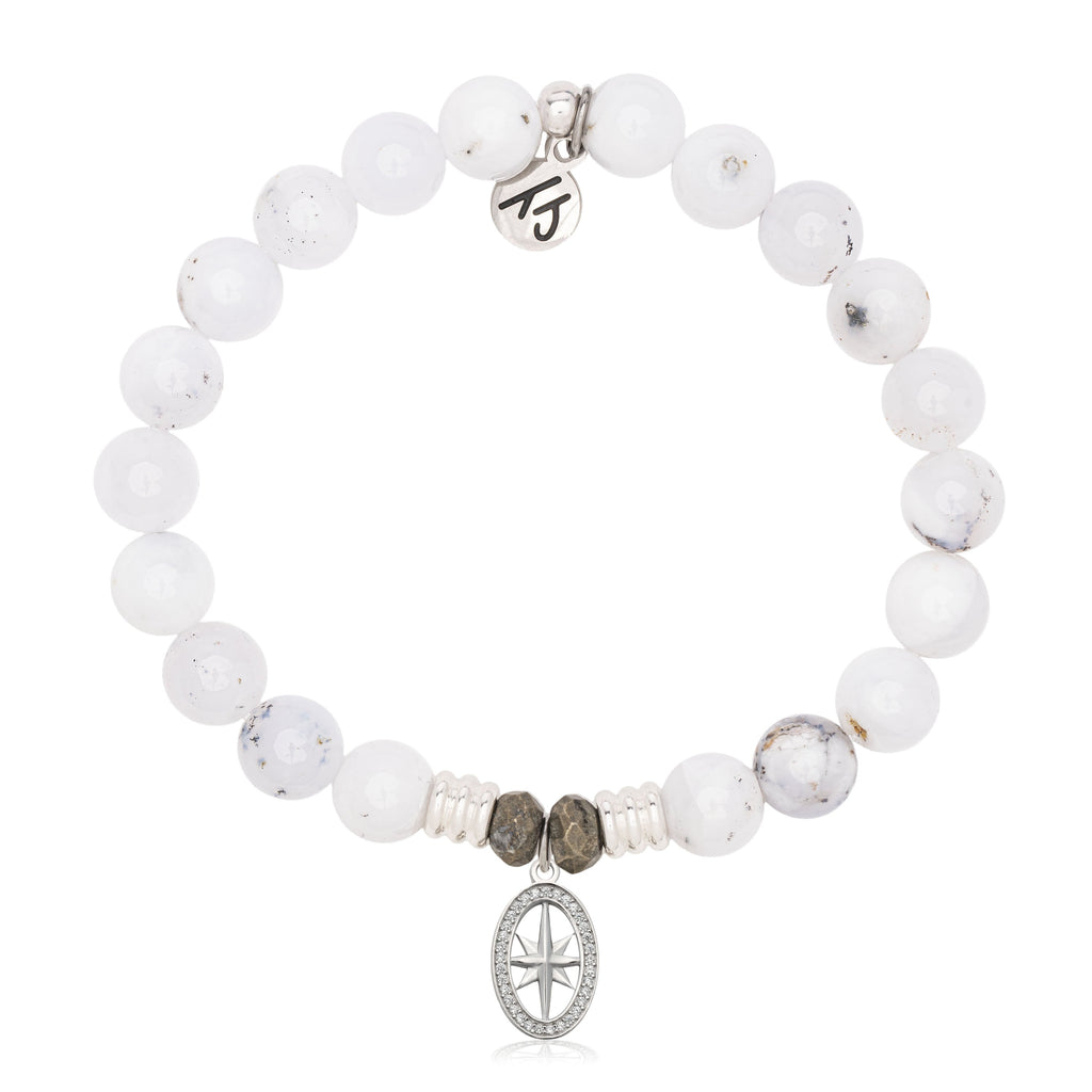 White Chalcedony Gemstone Bracelet with Unstoppable Sterling Silver Charm