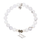 White Chalcedony Gemstone Bracelet with XO Sterling Silver Charm