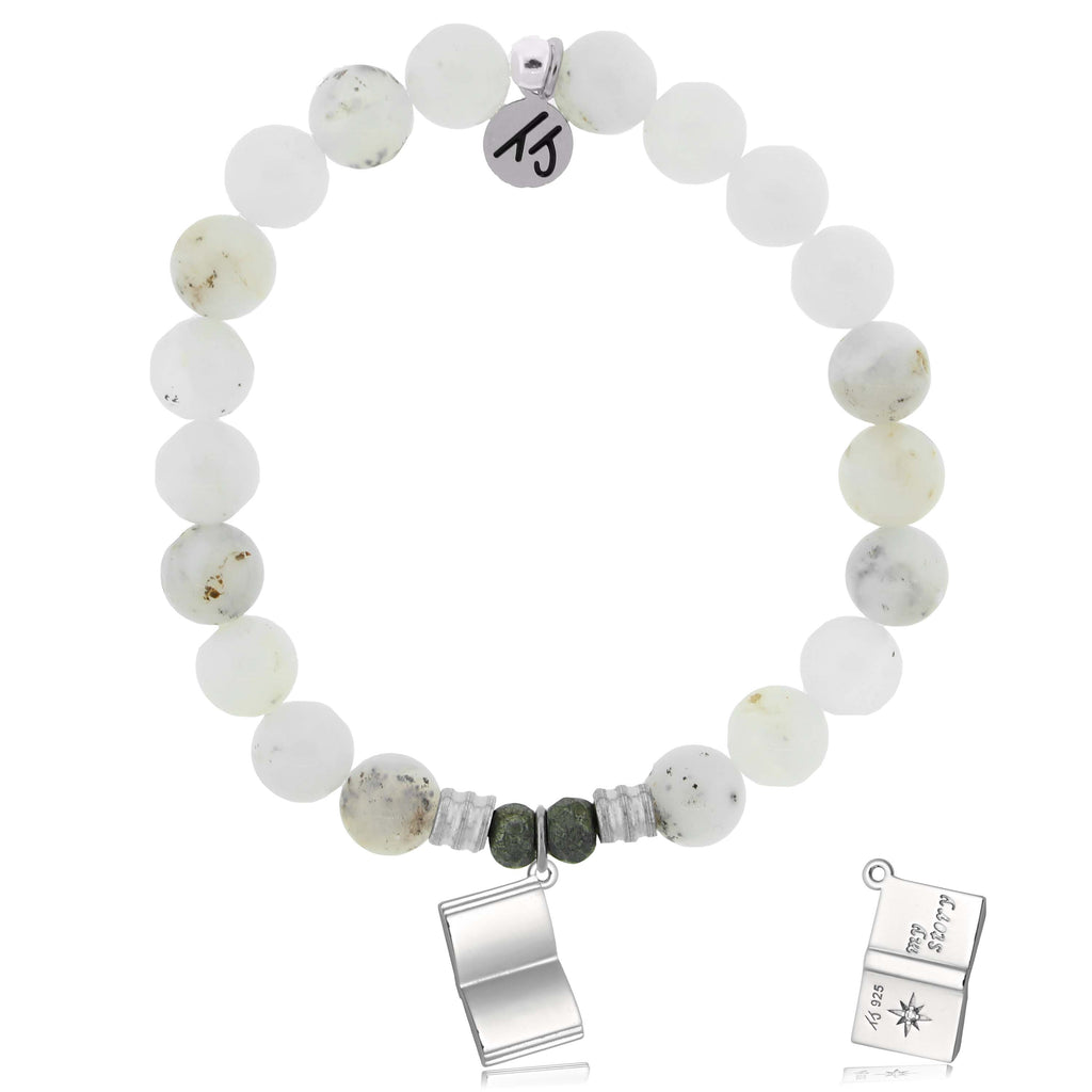 White Chalcedony Gemstone Bracelet with Your Story Sterling Silver Charm