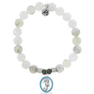 White Chalcedony Stone Bracelet with Seahorse Sterling Silver Charm