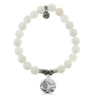 White Moonstone Gemstone Bracelet with Cactus Sterling Silver Charm