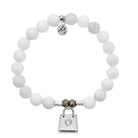 White Moonstone Gemstone Bracelet with Fashionista Sterling Silver Charm