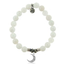 White Moonstone Gemstone Bracelet with Friendship Stars Sterling Silver Charm