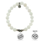 White Moonstone Gemstone Bracelet with Grandmother Sterling Silver Charm