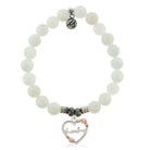 White Moonstone Gemstone Bracelet with Heart Grandma Sterling Silver Charm