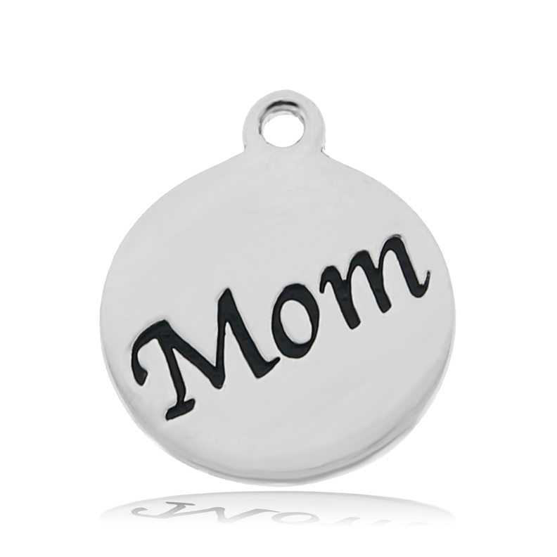 White Moonstone Gemstone Bracelet with Mom Sterling Silver Charm