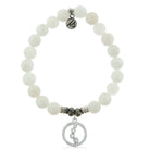 White Moonstone Gemstone Bracelet with One Step at a Time Sterling Silver Charm