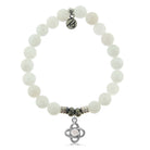 White Moonstone Gemstone Bracelet with Stronger Together Sterling Silver Charm
