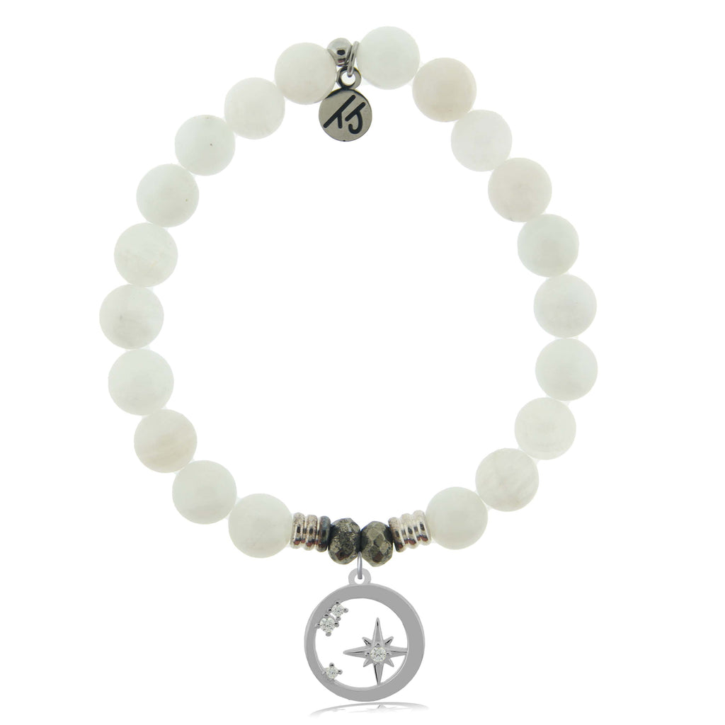 White Moonstone Gemstone Bracelet with What is Meant to Be Sterling Silver Charm
