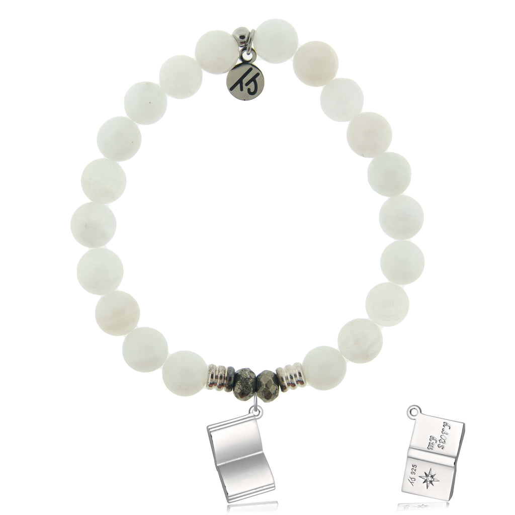 White Moonstone Gemstone Bracelet with Your Story Sterling Silver Charm