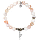 White Natural Agate Gemstone Bracelet with Angel Blessings Sterling Silver Charm