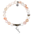 White Natural Agate Gemstone Bracelet with Believe in Yourself Sterling Silver Charm