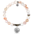 White Natural Agate Gemstone Bracelet with Birthday Wishes Sterling Silver Charm