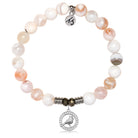 White Natural Agate Gemstone Bracelet with Cardinal White CZ Sterling Silver Charm