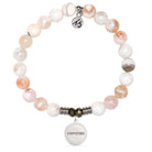 White Natural Agate Gemstone Bracelet with Endless Love Godmother Sterling Silver Charm