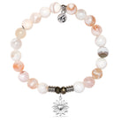 White Natural Agate Gemstone Bracelet with Follow Your Heart Sterling Silver Charm