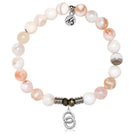 White Natural Agate Gemstone Bracelet with Forever Connected Sterling Silver Charm