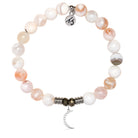 White Natural Agate Gemstone Bracelet with Friendship Moon Sterling Silver Charm