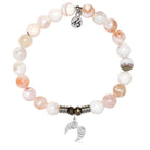 White Natural Agate Gemstone Bracelet with Infinite Protection Sterling Silver Charm