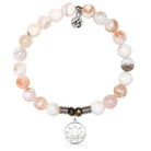 White Natural Agate Gemstone Bracelet with Resilience Sterling Silver Charm