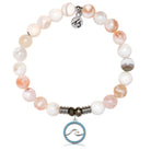 White Natural Agate Gemstone Bracelet with Serenity Wave Sterling Silver Charm