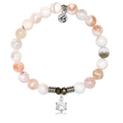 White Natural Agate Gemstone Bracelet with Shine Like A Diamond Sterling Silver Charm