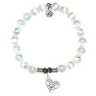 White Selenite Gemstone Bracelet with Angel Love Sterling Silver Charm