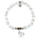 White Selenite Gemstone Bracelet with Baby Feet Sterling Silver Charm