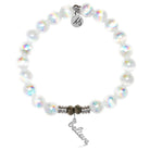White Selenite Gemstone Bracelet with Believe in Yourself Sterling Silver Charm