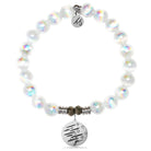 White Selenite Gemstone Bracelet with Birthday Wishes Sterling Silver Charm