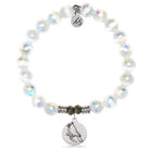 White Selenite Gemstone Bracelet with Cardinal Sterling Silver Charm