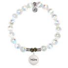 White Selenite Gemstone Bracelet with Endless Love Mom Sterling Silver Charm