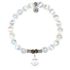 White Selenite Gemstone Bracelet with Faith. Hope. Love Sterling Silver Charm