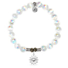 White Selenite Gemstone Bracelet with Follow Your Heart Sterling Silver Charm
