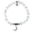 White Selenite Gemstone Bracelet with Friendship Stars Sterling Silver Charm
