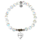White Selenite Gemstone Bracelet with Grateful Sterling Silver Charm